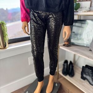 Blue Rain of Francesca’s, Jennifer High Rise Sequins Jogger Pants, NWT, Size- XS